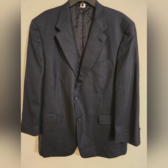 Vintage Hart Schaffner Marx Sports Coat Men 46R Navy Blue  2button Union - Picture 7 of 11